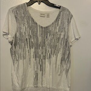 Elegant White Tee with Silver Accents